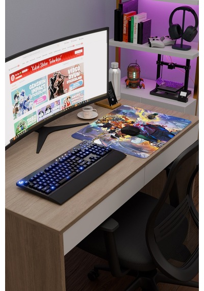 Street Fighter Kaymaz Dikişli Kauçuk Oyuncu Mousepad V3 - 48x40 Xl Gaming Mouse Pad Fare Altlığı