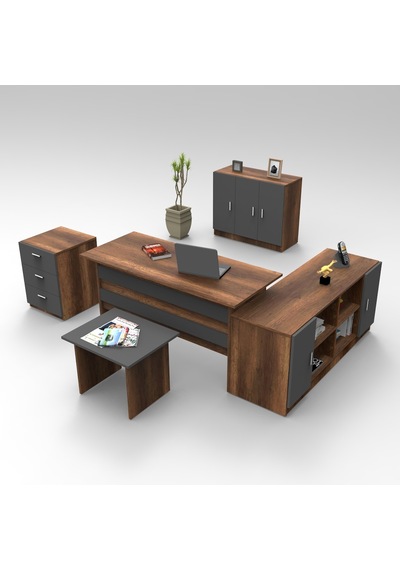 Robinhome Robin Home Verona Abcef Ofis Büro Masa Takımı Barok-Gri