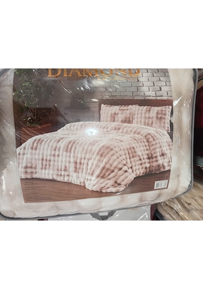 Merinos Diamond Kürk Bubble Desen Comforter Set, Çift Kişilik Yorgan Seti 220x240 Açık Kahverengi