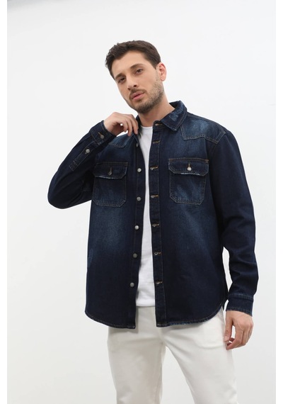 Banny Jeans Erkek Oversize Jean Ceket Lacivert