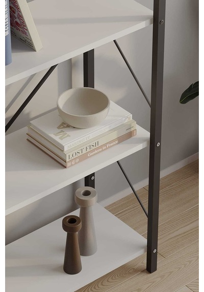 Dört Katli Çok Amaçli Rafli Kitaplik Syah Profil Beyaz Sunta 60x24x115 Cm Mtl017 Siyah-beyaz Dört Katli Çok Amaçli Rafli Kitaplik Syah Profil Beyaz Sunta 60x24x115 Cm Mtl017 Siyah-beyaz