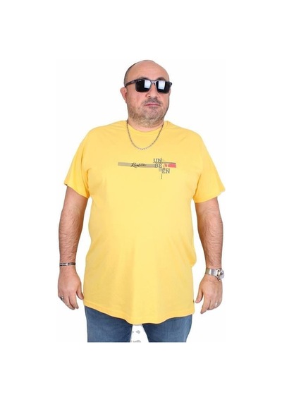 Starbattal Erkek Büyük Beden Sıfır Yaka Tişört Un Beat En 25146 Sarı Sarı