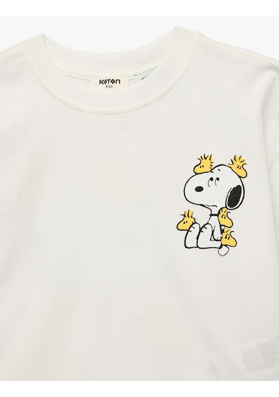 Koton Lisanslı Snoopy Baskılı Ekru Kız Çocuk T-shirt 6skg10159ak Ekru