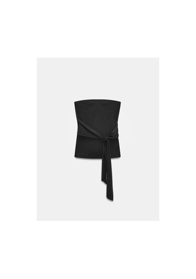 Dilvin 32841 Bağlamalı Bandeau Top Siyah