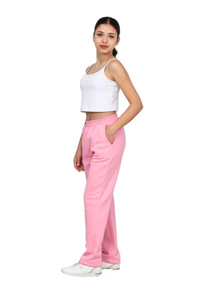 Erdem Kıds Kız Çocuk 3 İplik Şardonlu İçi Pamuklu Okul Eşofman Altı Pantolon Pembe Pembe