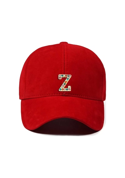 Twingold İsme Özel Süet Kep Şapka - Ab01013 - Kırmızı Kırmızı