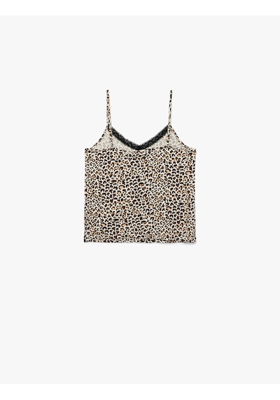 Koton V Yaka Dantel Detaylı Leopar Desenli Askılı Pijama Üstü Leopar Desenli 6wlk90006mk Leopar Desenli Koton V Yaka Dantel Detaylı Leopar Desenli Askılı Pijama Üstü Leopar Desenli 6wlk90006mk Leopar Desenli