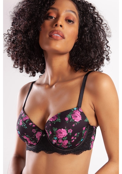 Lenaca Gardenia Big Size Plunge Bra, Siyah Konforlu Ve Şık Sütyen Çok Renkli