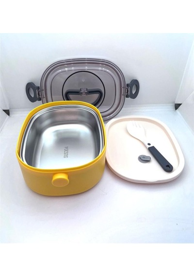 Vagonlife Paslanmaz Çelik Tek Bölmeli Yemek Kabı - Lunch Box Vgn540 Sarı Sarı