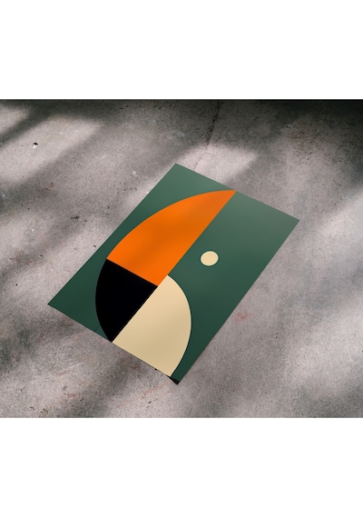 Çerçevesiz Poster, Dijital Baskı Geometrik Soyut Yarım Daireler Poster, Çerçeve İçi Poster,minimal