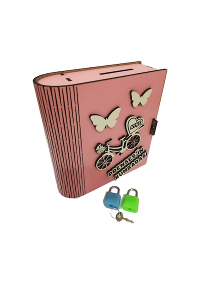 Kişiye Özel Dekoratif Ahşap Prenses Kitap Kumbara - Tipbox
