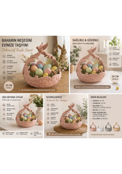 Dekoratif Kuşlu Sepet 3d Baskı Pla, 20 Cm Genişlik Şık & Modern Ev Dekoru Hediyelik Tasarım Sepet Çok Renkli Dekoratif Kuşlu Sepet 3d Baskı Pla, 20 Cm Genişlik Şık & Modern Ev Dekoru Hediyelik Tasarım Sepet Çok Renkli
