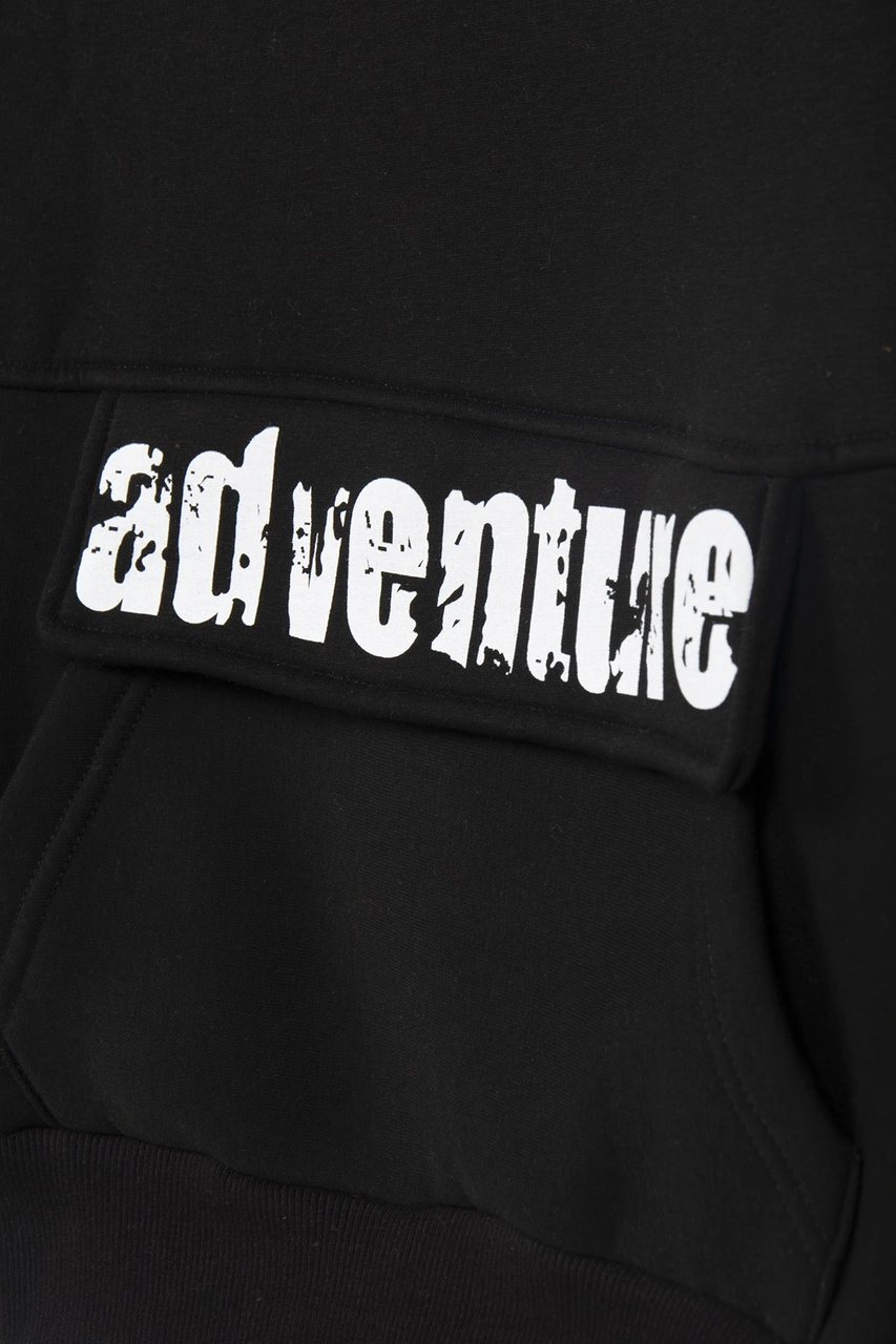 Veaven Erkek Siyah Kanguru Cepli Uzun Kollu Kapşonlu Sweatshirt Vavn21k-5200429 Siyah
