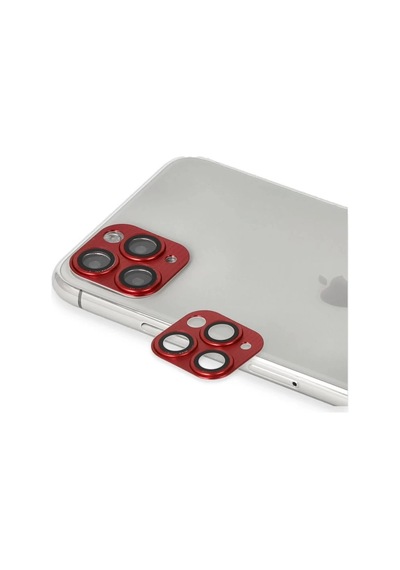 Apple İphone 11 Pro Max Uyumlu Pers Alüminyum Kamera Lens - Kırmızı