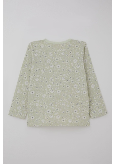 Breeze Kız Çocuk Pijama Takımı Çiçek Desenli 4-8 Yaş, Su Yeşili Su Yeşili