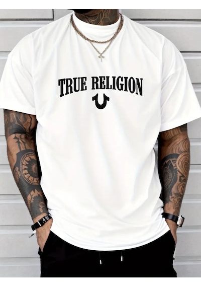 Erkek True Religion Baskılı Süprem T-shirt Beyaz