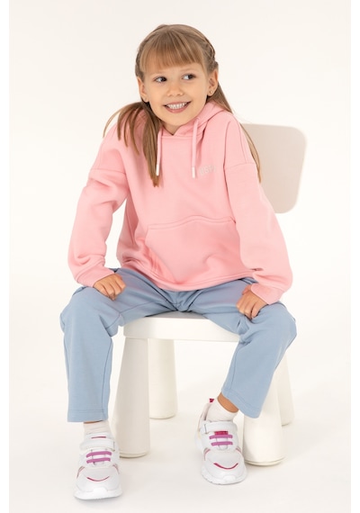 U.S. Polo Assn. Kız Çocuk Pudra Basic Kapüşonlu Sweatshirt 50297438-VR042