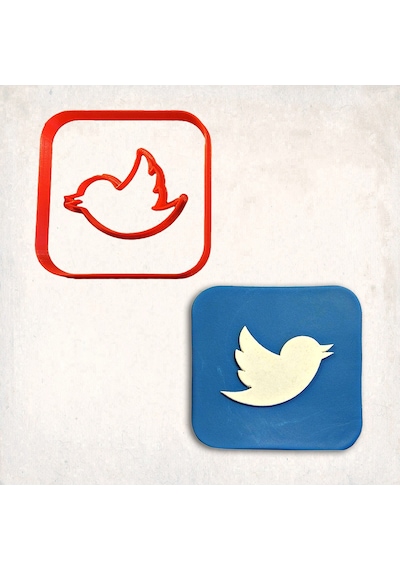 Twitter Logo Detay Kurabiye Kalıp Seti 2 Li KIrmızı
