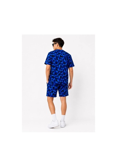 Butik İstanbul Erkek Oversize Kalıp Pubg Bape X Shark Nakışlı Cepli Şort Takım - Mavi