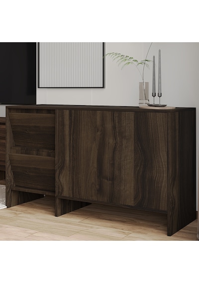 Laris 130 Cm Modern Konsol 4 Kapaklı, Yüksek Ayaklı, Minimalist Tasarım Ceviz