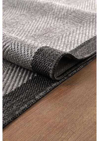 Elit Premium Sisal Jut Halı 1405 Hav Ve Toz Yapmaz Bordürlü Halı Gri-siyah Gri - Siyah