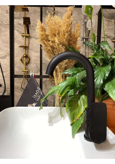 İsaoğlu Yapı Siyah Lavabo Bataryası Siyah Lavabo Musluğu Mat Siyah Banyo Bataryası Siyah