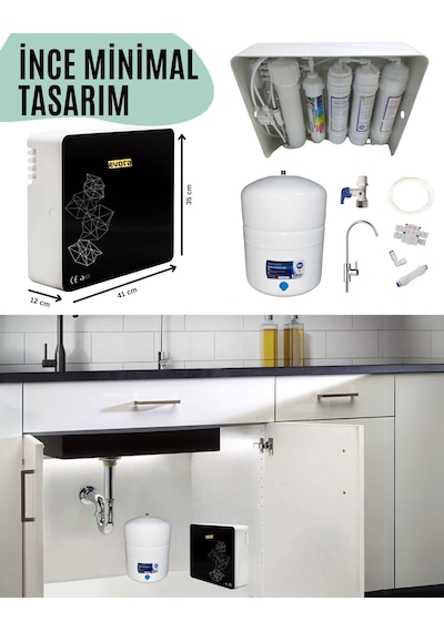 Slim Su Arıtma Cihazı Pompasız Tezgah Altı Kompakt Tasarım