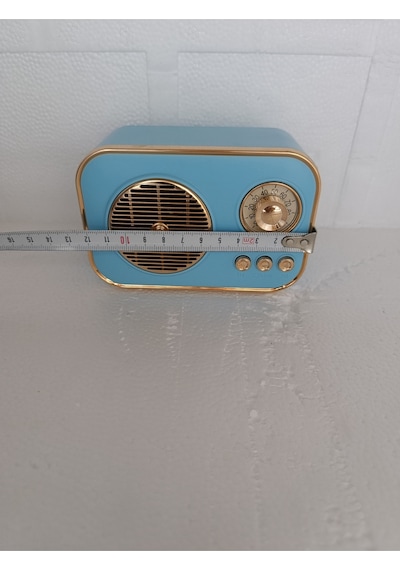 Nostaljik Retro Radio Parlak Kaplama Bluetooth Bağlantılı Hoparlör - Mavi- Tek Ebat