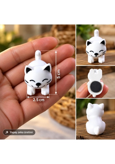 Magnet Kedi Buzdolabı Süsü Sevimli Kedi Figürlü Dekoratif Hediyelik 5 X 2,5 Cm