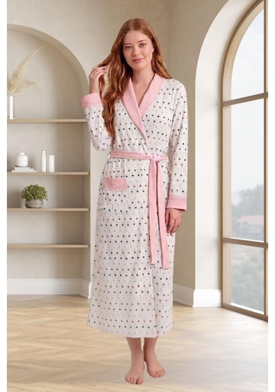 Mecit Pijama Mecit 6357 Pembe Kadın Büyük Beden Uzun Sabahlık
