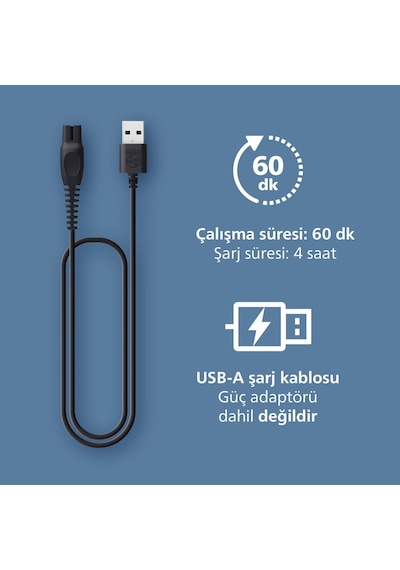 Beard Trimmer 3000 Serisi, Siyah, 20 Uzunluk Ayarı, Kendini Bileyen Bıçaklar, 60 Dakika Kablosuz Kullanım, Usb-a Şarj, Bt3617/15