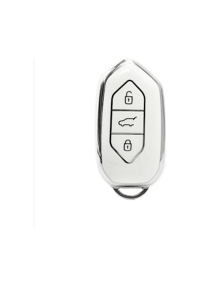Autohan Keys Togg T10x T10f Akıllı Anahtar Kılıfı, 3 Tuşlu, Nano Koruma Beyaz-gümüş