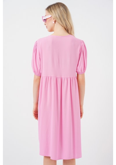 Bigdart Kadın Bağcıklı Midi Elbise 2575 - Pembe