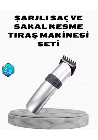 Profesyonel Şarjlı Saç Ve Sakal Kesme Makinesi Paslanmaz Çelik Bıçaklı, Ergonomik Ve Sessiz Motorl