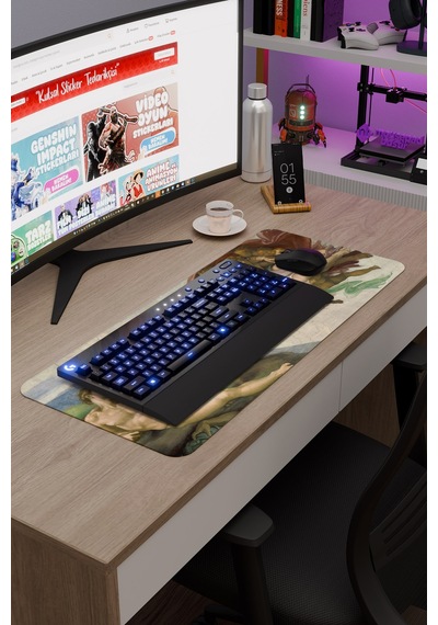 Ademin Yaratılışı Tablo Michelangelo V3 70x30 Xl Gaming Kauçuk Kaymaz Taban Mouse Pad Fare Altlığı