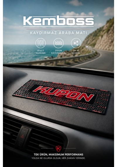 Kupon Yazılı Kaydırmaz Araba Matı Torpido Üstü Telefon Anahtar Tutucu Siyah
