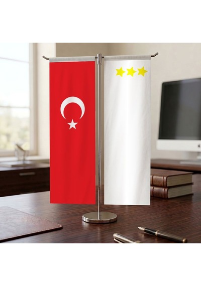 Ak Hun İmp. Bayrağı Ve Türk Bayrağı Kırlangıç T Tipi Masa Bayrak Takımı Diğer