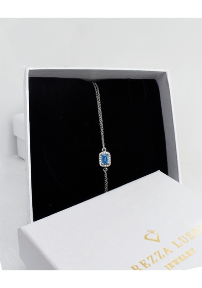 Brezza Lusso Jewelry Aquamarin Taşlı Baget Diamond Classical Kadın Gümüş Bileklik