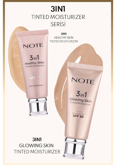 Note Cosmetique 3 in 1 Glowing Skin Tinted Moisturizer 50 SPF Işıltılı Aydınlatıcı Krem