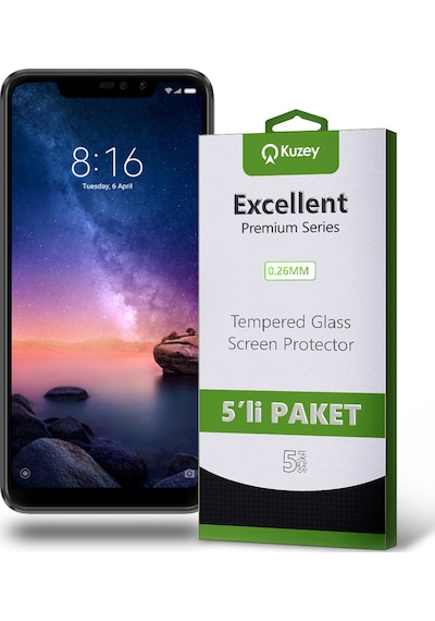 Xiaomi Redmi Note 6 Pro ile Uyumlu Temperli Ekran Koruyucu Kırılmaz Cam Ekonomik 5'li Paket