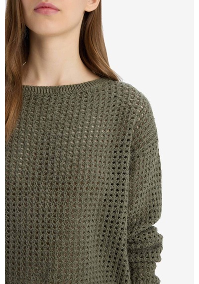 DeFacto Regular Fit Bisiklet Yaka Kroşe Triko Kazak T4513AZ25SPKH341