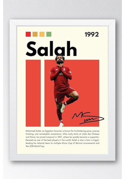 Muhammed Salah Çerçeveli Tablo - Dekoratif Çerçeveli Futbolcu Poster Tablo