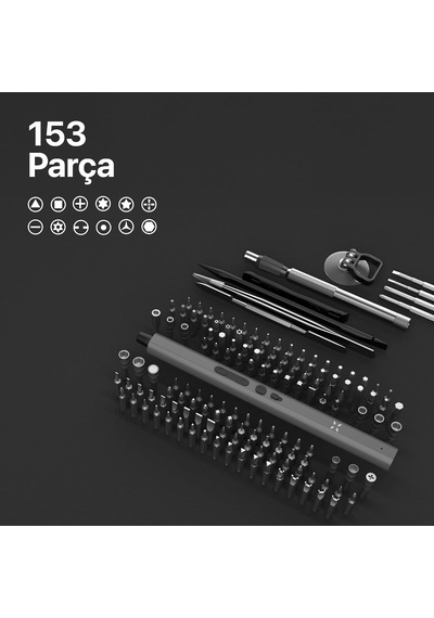 Xenon Smart Hassas Şarjlı Otomatik Tornavida Vidalama Seti 5 Nm Tork Screwdriver 153 Parça X6833