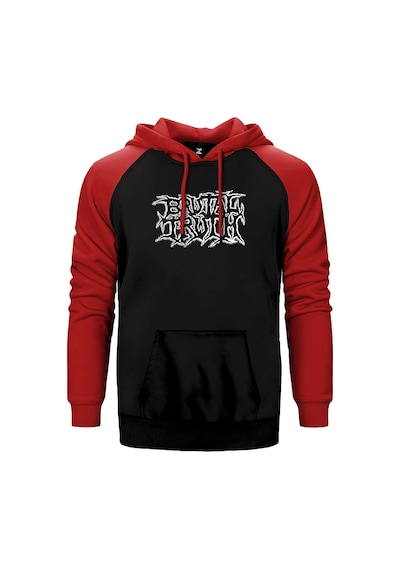 Brutal Truth Classic Kırmızı Renk Reglan Kol Kapşonlu Sweatshirt Kırmızı