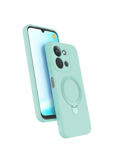 Xiaomi Redmi 15c 4g Kılıf M-safe Şarj Uyumlu Silikon Standlı Regal Kapak Su Yeşili