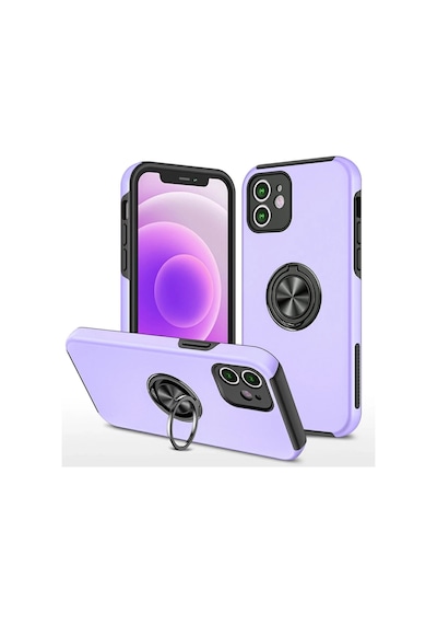 Cosmotex Newface Apple, Uyumlu iPhone 12 Mini Kılıf Elit Yüzüklü Kapak - Mor