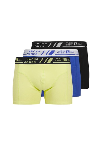 Jack & Jones Jacangus Erkek 3 Lü Set Sarı Mavi Siyah Boxer 12277576 Çok Renkli