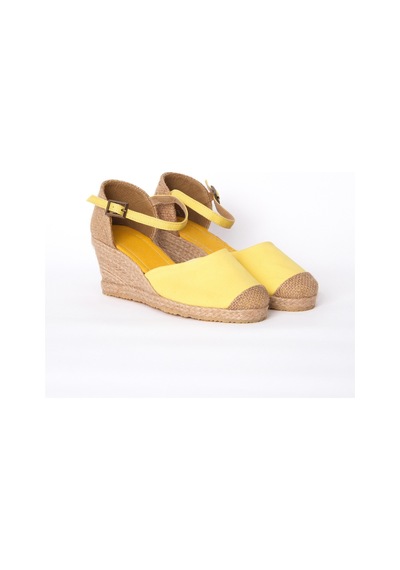 Star Tombis Burnu Hasır Dolgu Topuk Sarı Keten Hasır Espadril ES1005-1005 Sarı