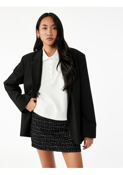 Koton Normal Bel Slim Fit A Kesim Parıltılı Tüvit Mini Etek Siyah Desenli 7wak70008ew