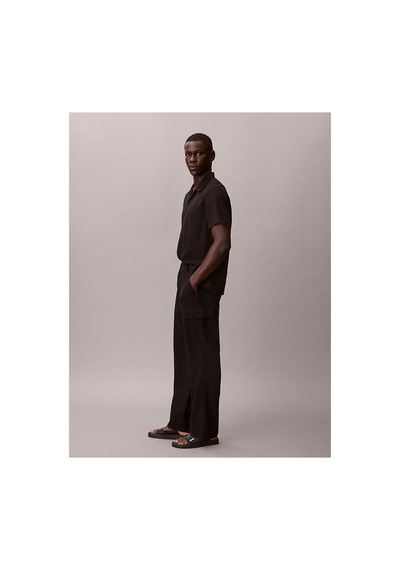 Calvin Klein Erkek Relaxed Fit Düz Çizgili Kargo Pantolon-16197 Siyah